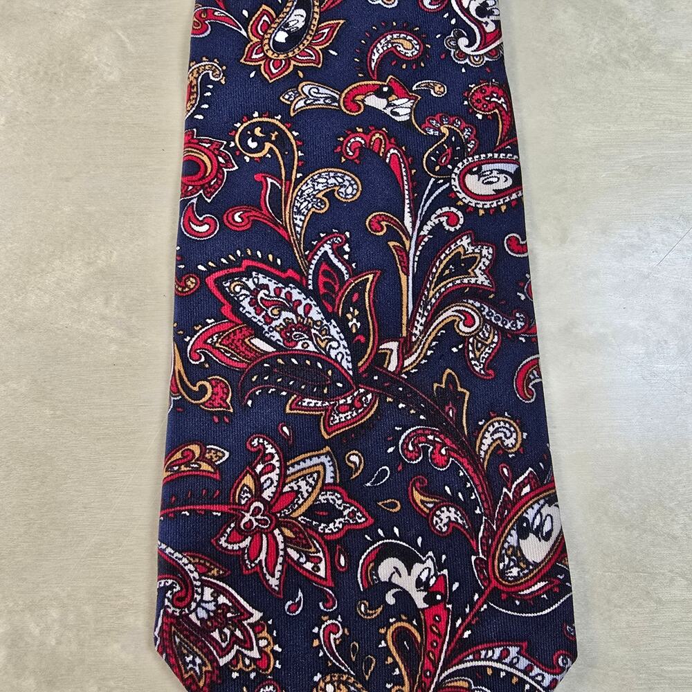 Disney Tie Mickey Mouse Balancine Paisley Blue Vintage Designer Silk Necktie - Picture 5 of 12